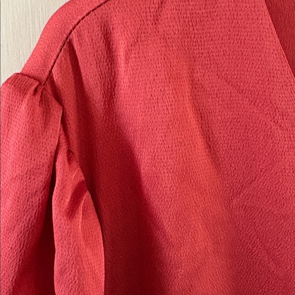 Torrid Size 2 dark rose satin texture long sleeve v-neck dress - Picture 3 of 11